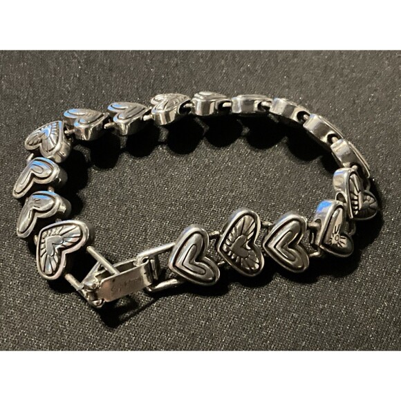 Brighton Heritage Heart Bracelet Silver Plated w/ Fold Over Clasp W/ Dust Bag - Picture 3 of 9